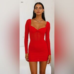 Hello Molly Vibrant Red Long Sleeve Dress